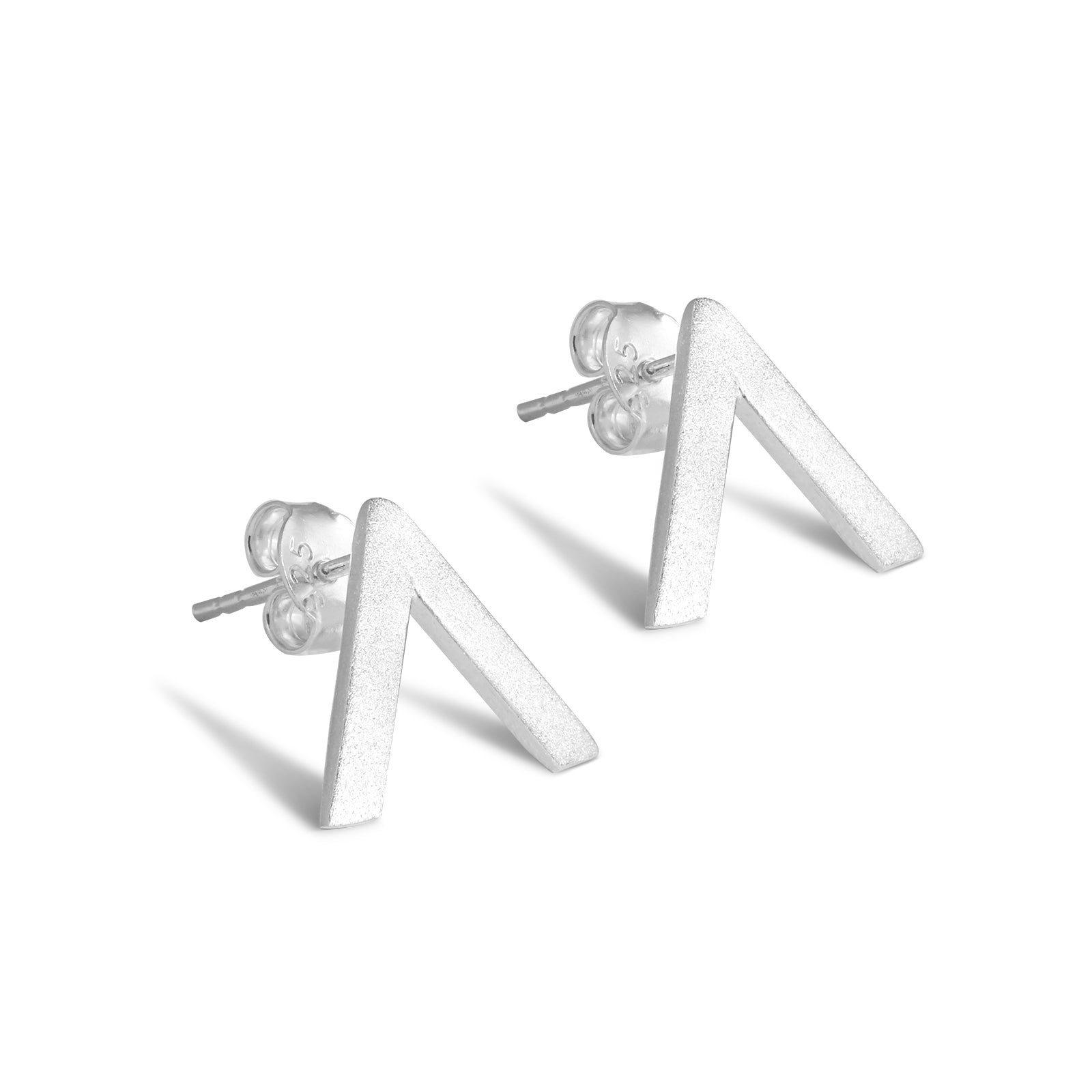 Uncategorized - Pure 925 Silver Earrings &#8211; Shimmering V Shaped Stud