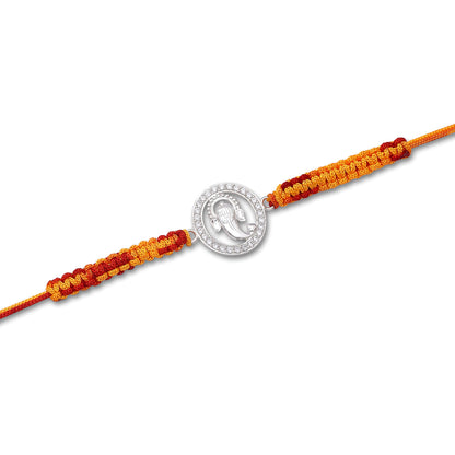 Pure 925 Silver Ganesh Pendant Rakhi Wrapped With CZ stones - Tweov Jewels