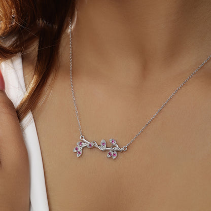 Silver Necklaces - Pure 925 Silver Necklace &#8211; Amethyst Leaf Pendant