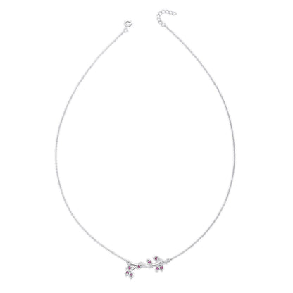 Silver Necklaces - Pure 925 Silver Necklace &#8211; Amethyst Leaf Pendant