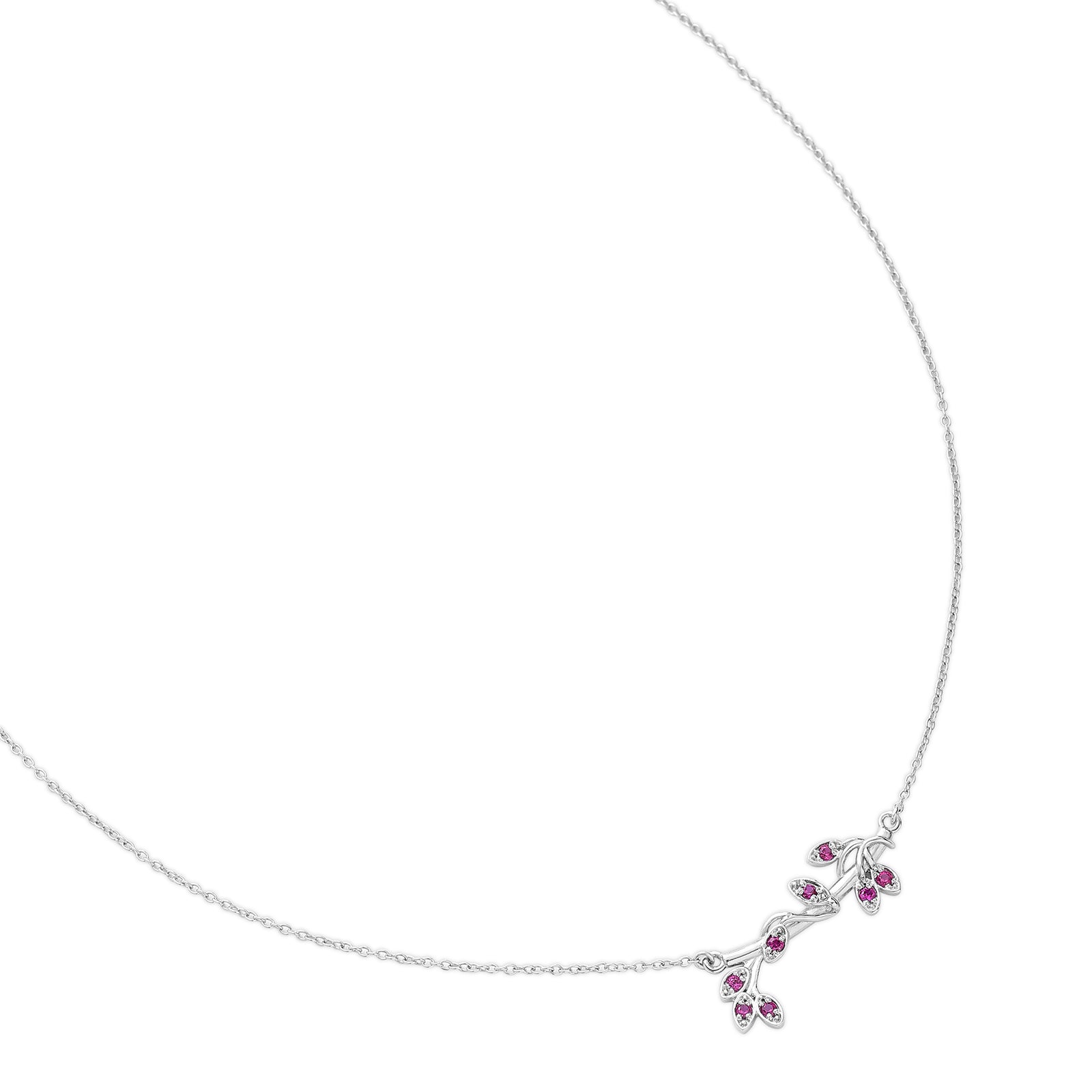 Silver Necklaces - Pure 925 Silver Necklace &#8211; Amethyst Leaf Pendant