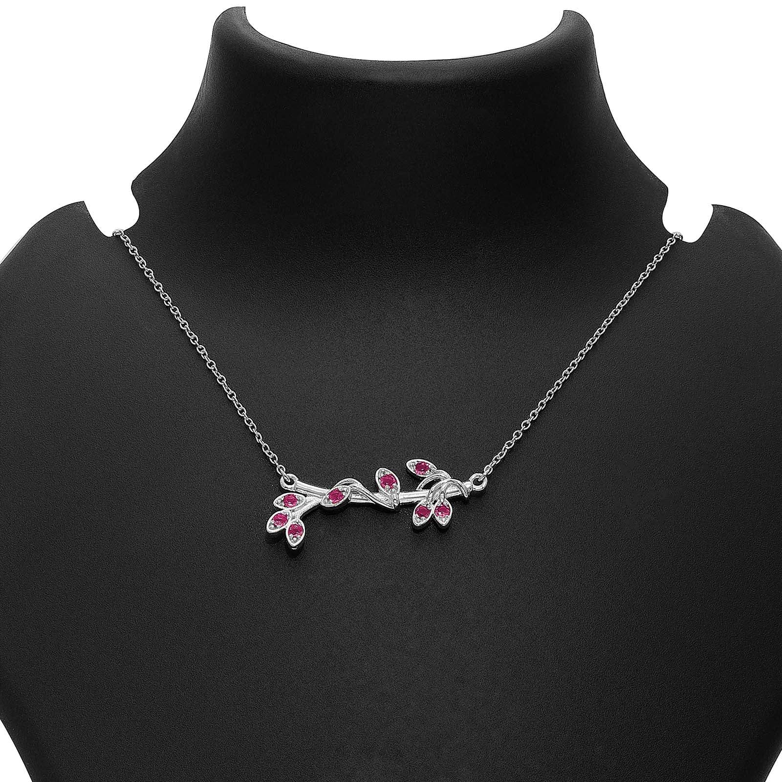 Silver Necklaces - Pure 925 Silver Necklace &#8211; Amethyst Leaf Pendant