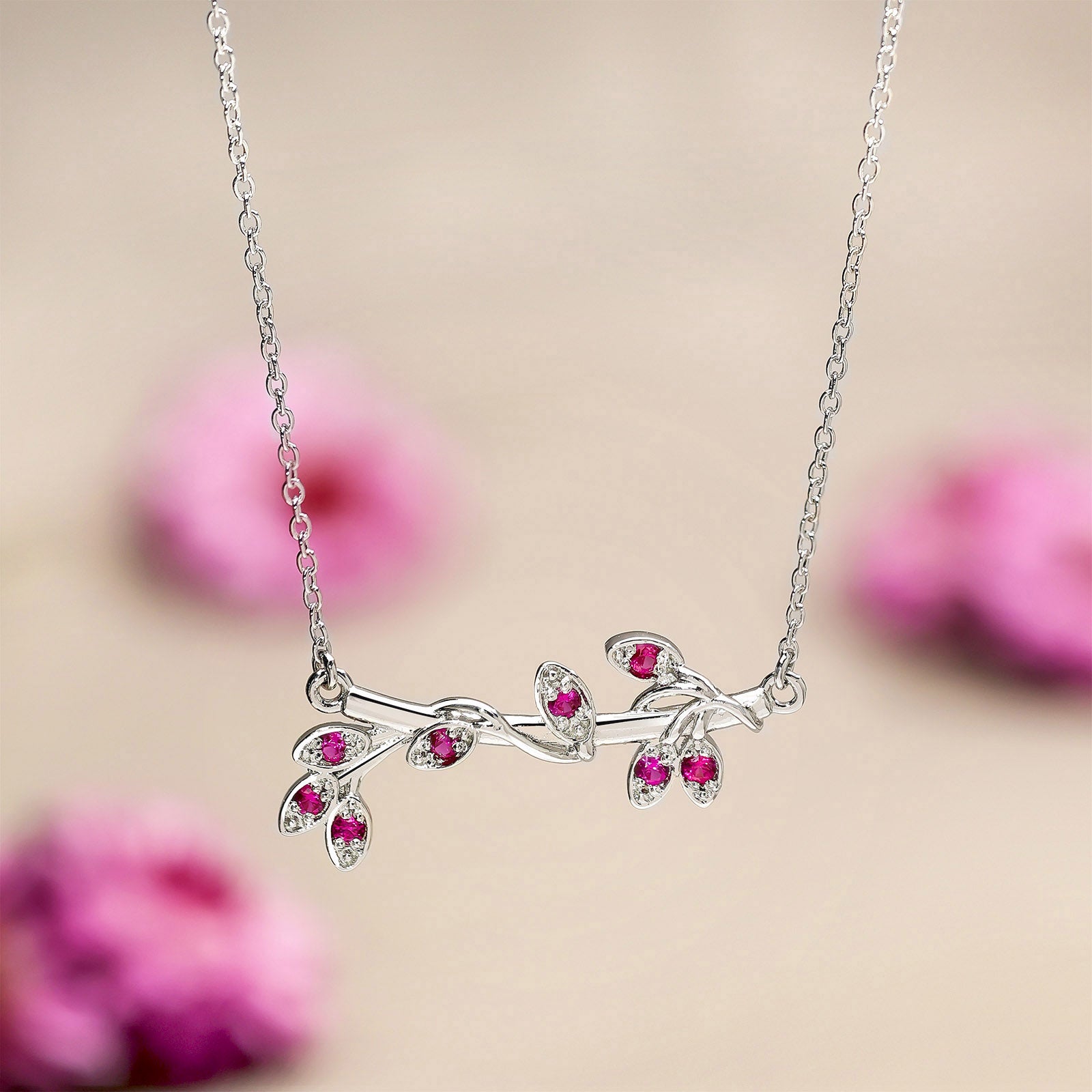Silver Necklaces - Pure 925 Silver Necklace &#8211; Amethyst Leaf Pendant