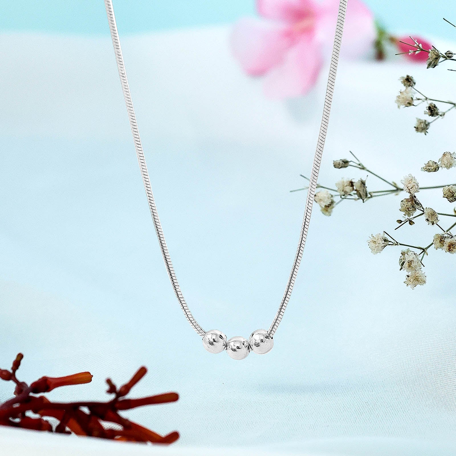 Uncategorized - Pure 925 Silver Necklace &#8211; Made of Silver Beads