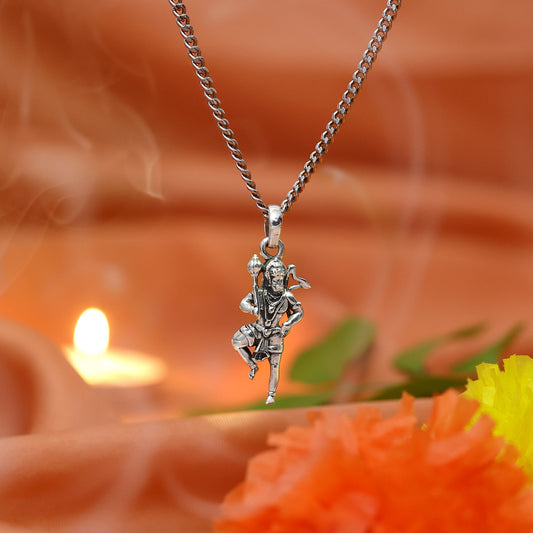Silver Pendants - Pure 925 Silver Pendant &#8211; Hanuman Ji’s Mighty Blessing