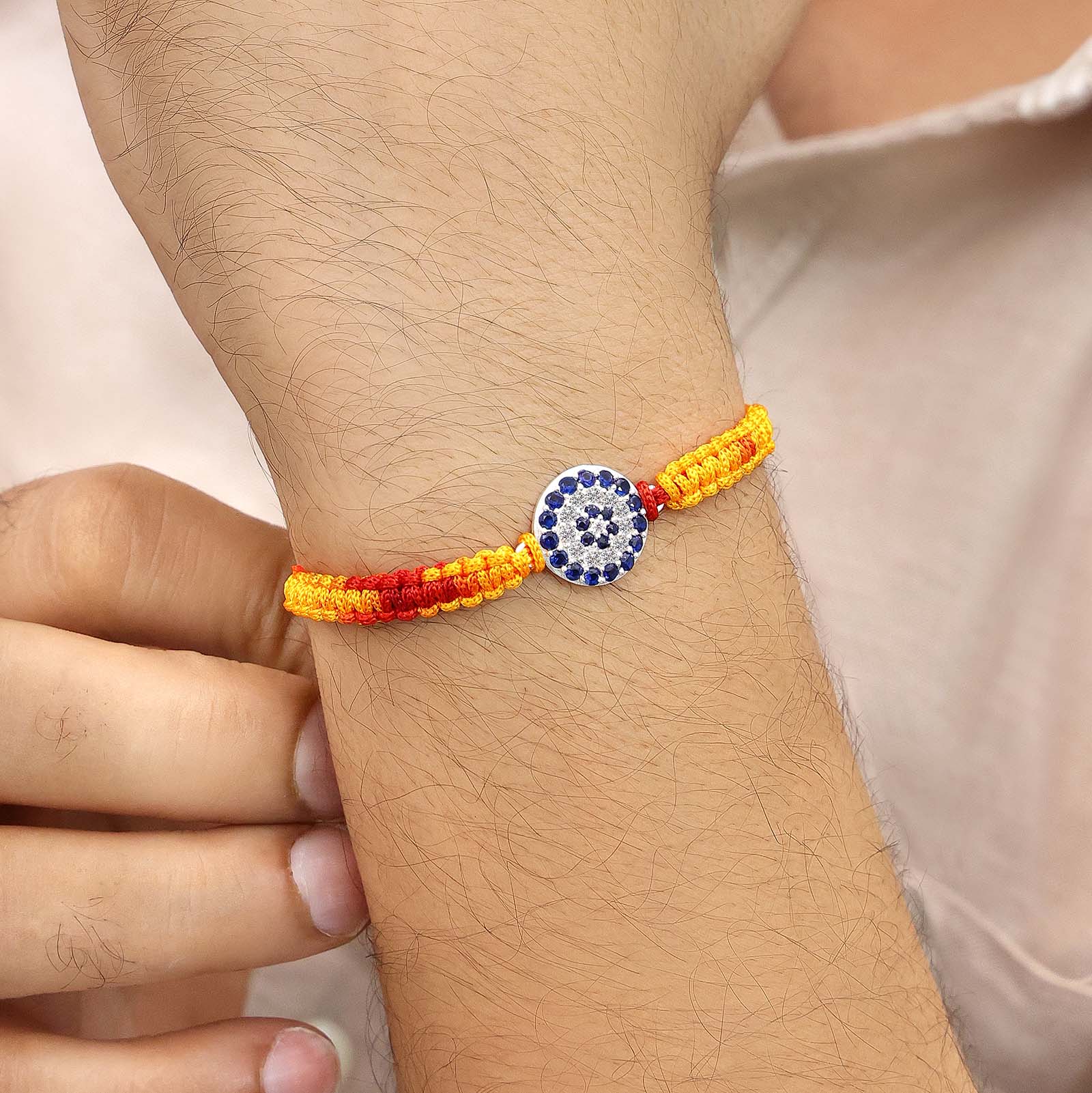 CZ Floral Silver Rakhi for Brother - Tweov Jewels