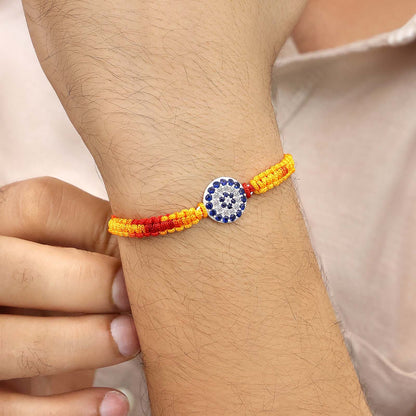 CZ Floral Silver Rakhi for Brother - Tweov Jewels