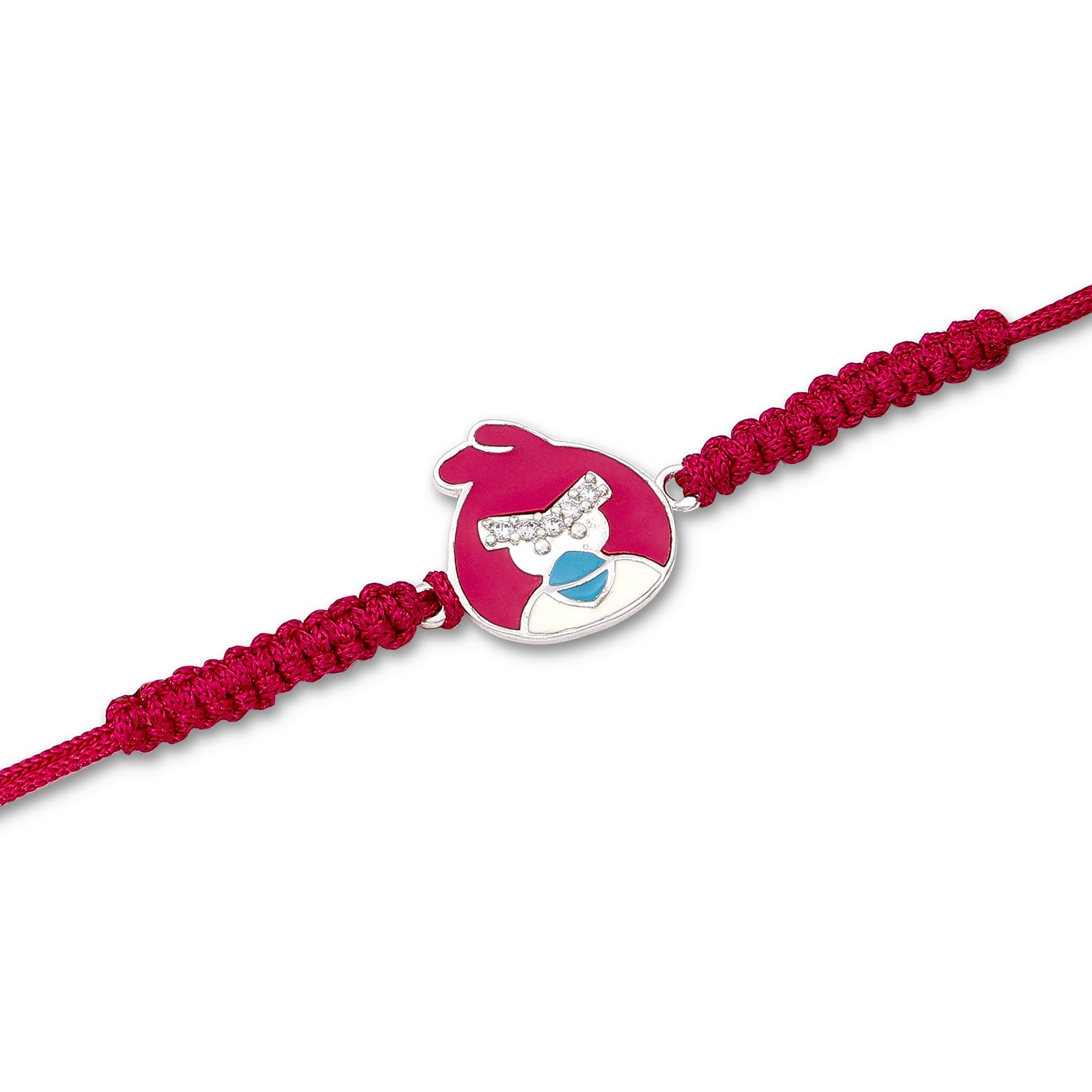 Pure 925 Silver Kids Rakhi - Red Angry Bird With Stones - Tweov Jewels