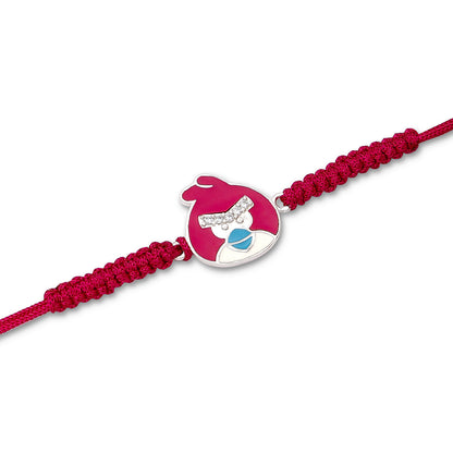 Pure 925 Silver Kids Rakhi - Red Angry Bird With Stones - Tweov Jewels