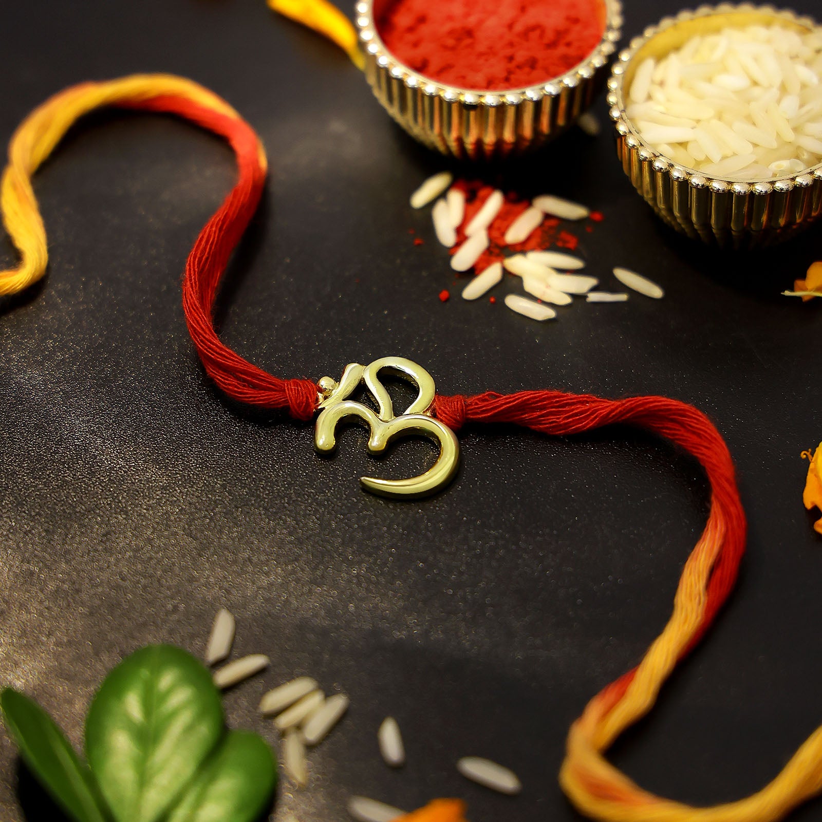 Pure 925 Gold Plated Silver Rakhi - Shielding With Om Serenity - Tweov Jewels