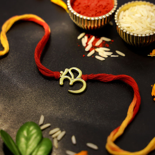 Pure 925 Gold Plated Silver Rakhi - Shielding With Om Serenity - Tweov Jewels