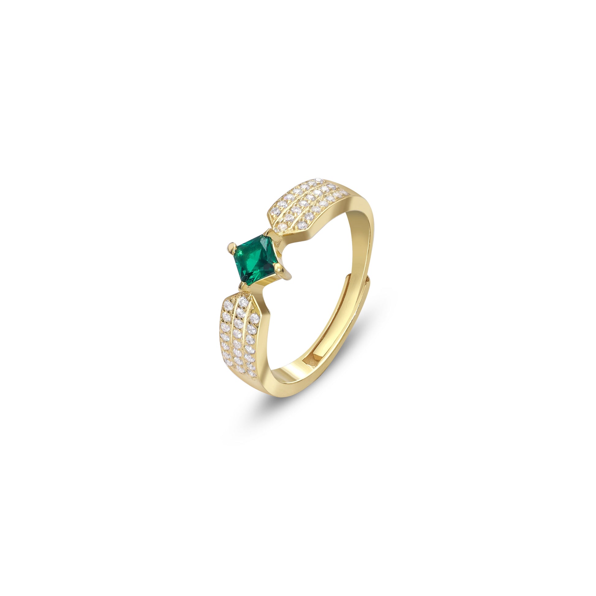 766 - Pure 925 Silver Ring &#8211; Emerald Essence Adjustable Fit