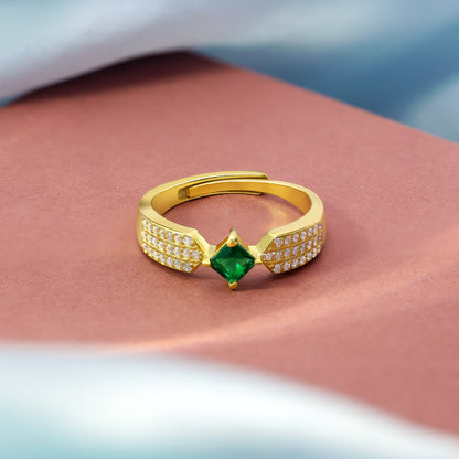 Classic Rings - Pure 925 Silver Ring &#8211; Emerald Essence Adjustable Fit