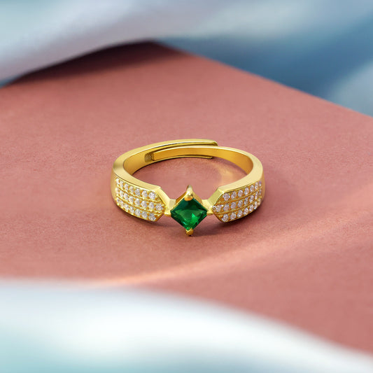 Classic Rings - Pure 925 Silver Ring &#8211; Emerald Essence Adjustable Fit