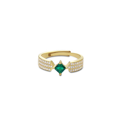 Silver Rings - Pure 925 Silver Ring &#8211; Emerald Essence Adjustable Fit