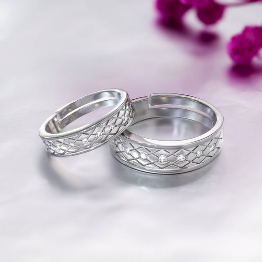 Uncategorized - Pure 925 Silver Ring &#8211; Eternal CZ Couple Band