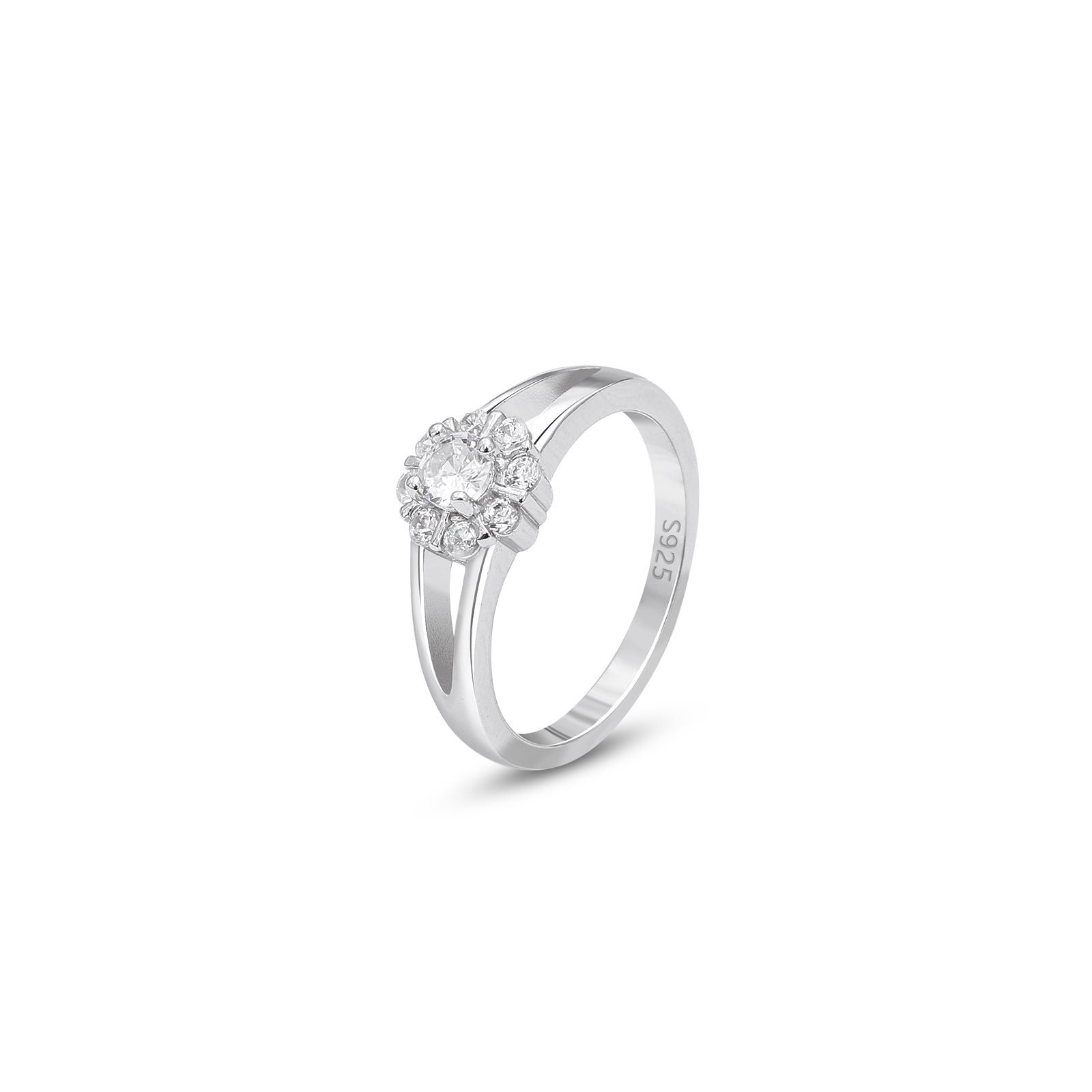 Uncategorized - Pure 925 Silver Ring &#8211; Floral Cubic Zirconia Ring