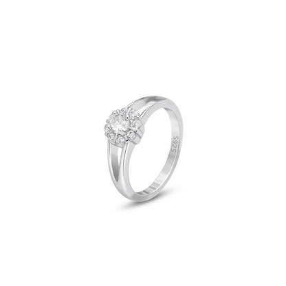 Uncategorized - Pure 925 Silver Ring &#8211; Floral Cubic Zirconia Ring