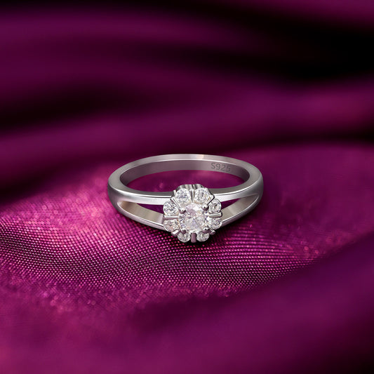 Uncategorized - Pure 925 Silver Ring &#8211; Floral Cubic Zirconia Ring