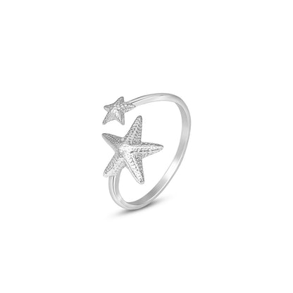 Uncategorized - Pure 925 Silver Ring &#8211; Shimmering Twin Star Ring