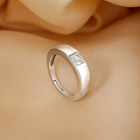 Uncategorized - Pure 925 Silver Ring &#8211; Sleek Minimalist With CZ Brilliance