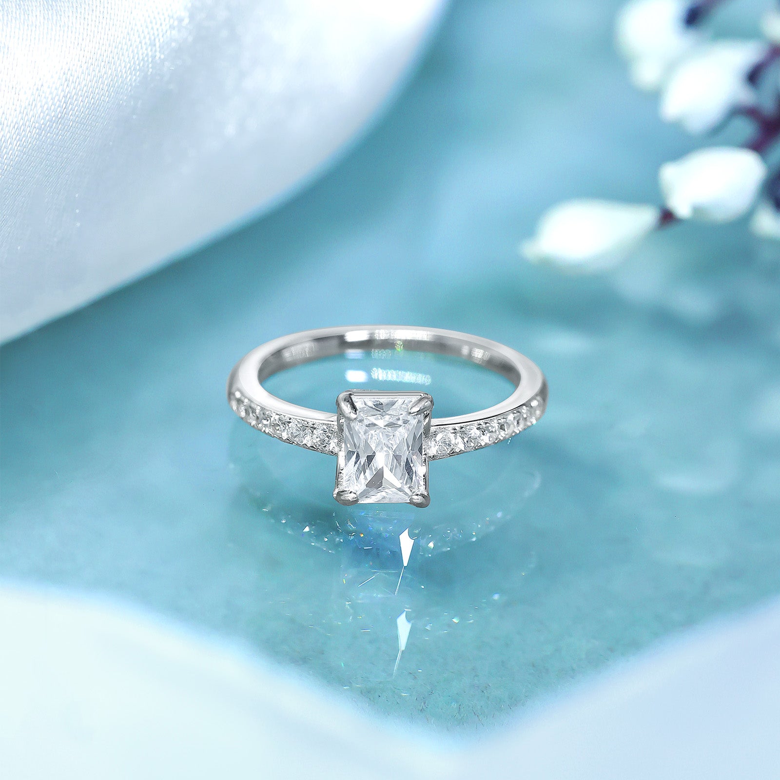 Uncategorized - Pure 925 Silver Ring &#8211; Timeless Square Crystal Ring