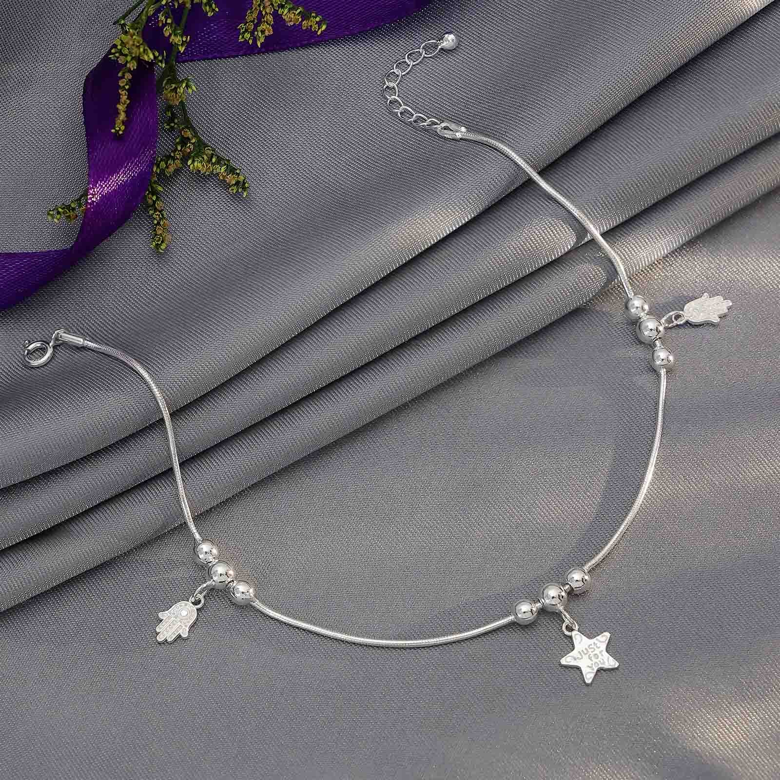 Kolusu Anklets - Pure Silver Anklet &#8211; Beautifully Crafted With Tiny Hand Charms