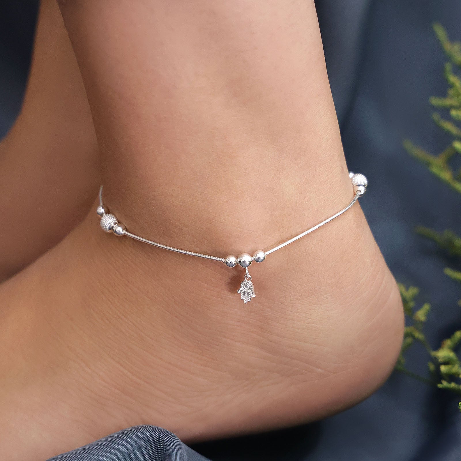 chain silver anklet - Pure Silver Anklet &#8211; Ethereal Wave of Silver Serenade