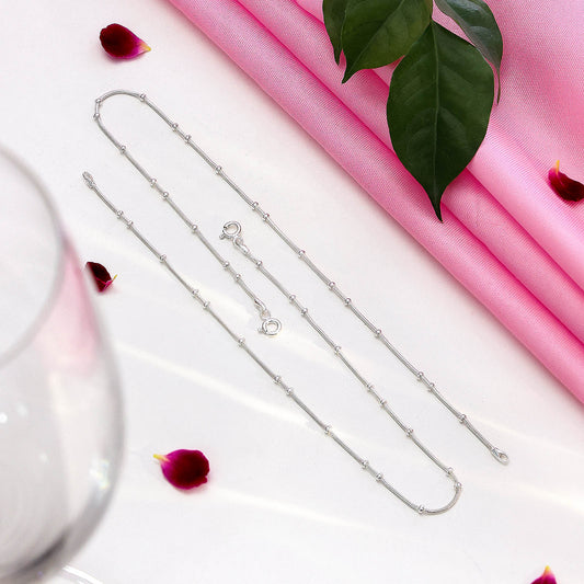 Silver anklets - Pure Silver Anklet &#8211; Sleek Starlight With Silver Beads