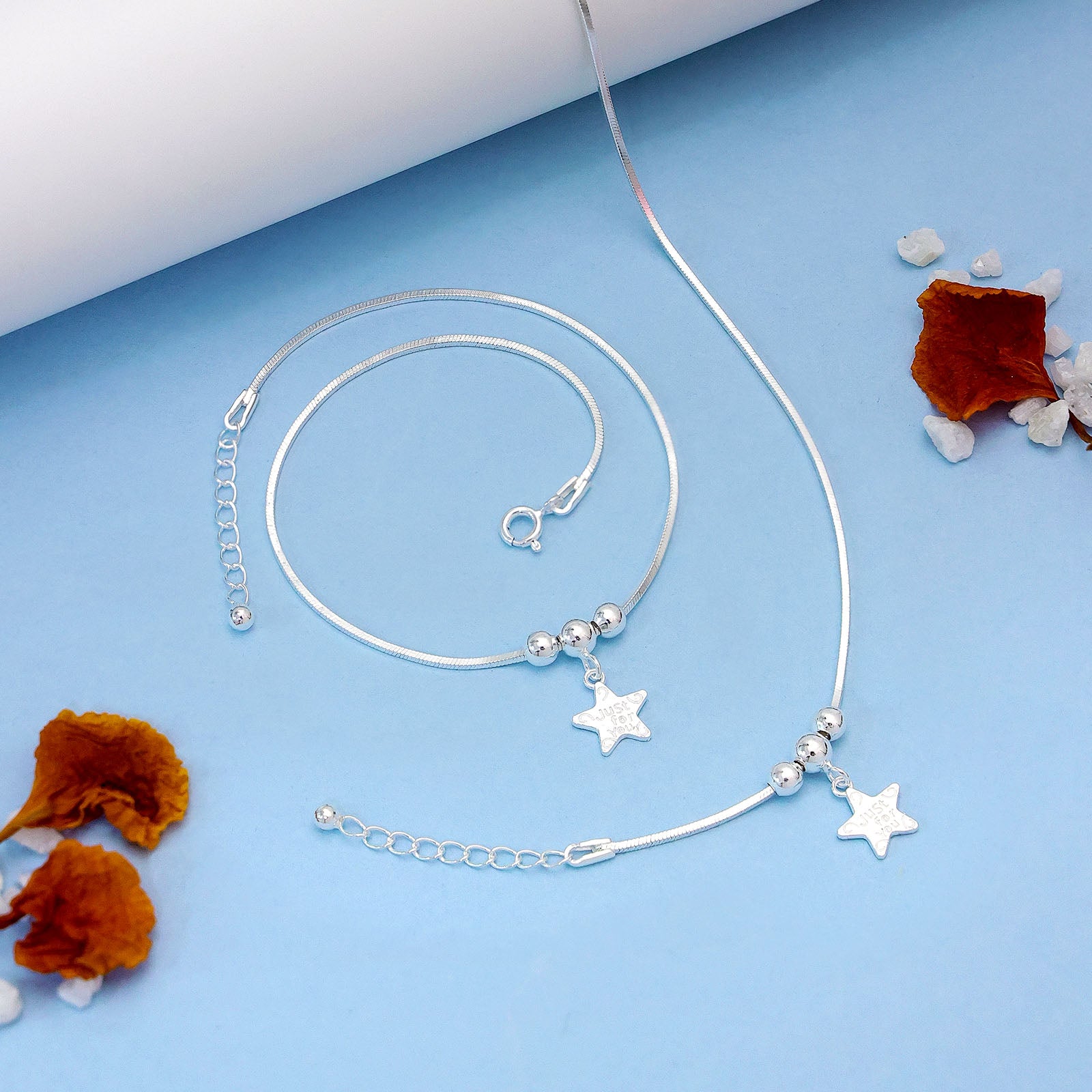 Kolusu Anklets - Pure Silver Anklets &#8211; Dazzled With Beaded Star Charm