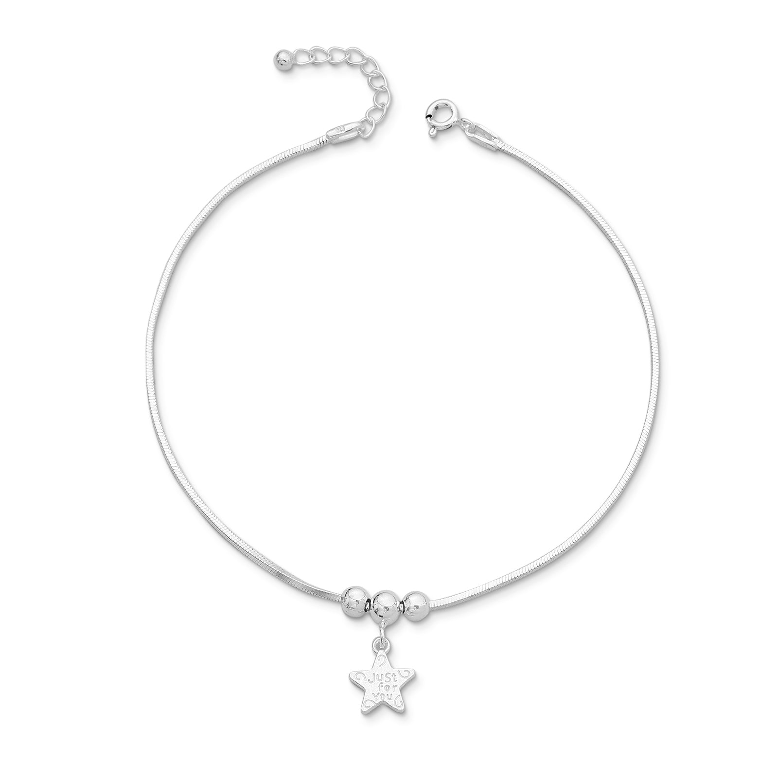 Silver anklets - Pure Silver Anklets &#8211; Dazzled With Beaded Star Charm