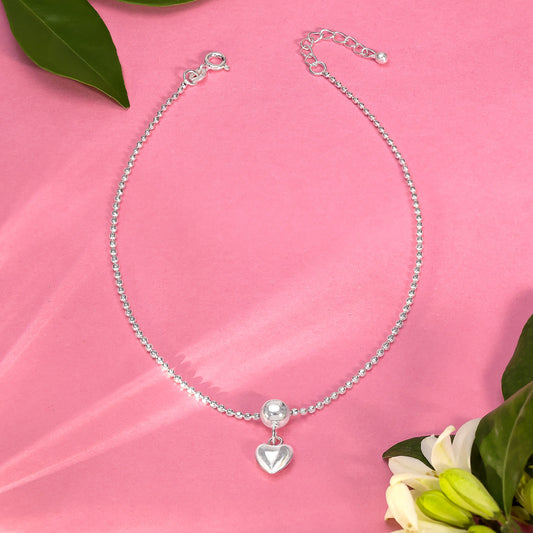 Uncategorized - Pure Silver Anklets &#8211; Loving With Heart Charm