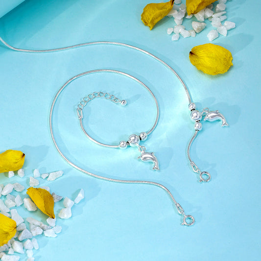 Silver Rings - Pure Silver Anklets &#8211; Ocean Breeze Dolphin Allure