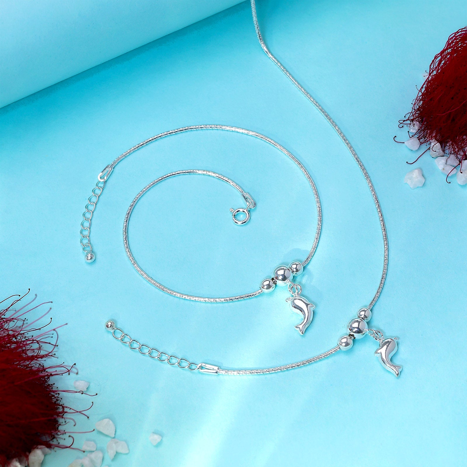 Uncategorized - Pure Silver Anklets &#8211; Ocean Breeze Dolphin Allure