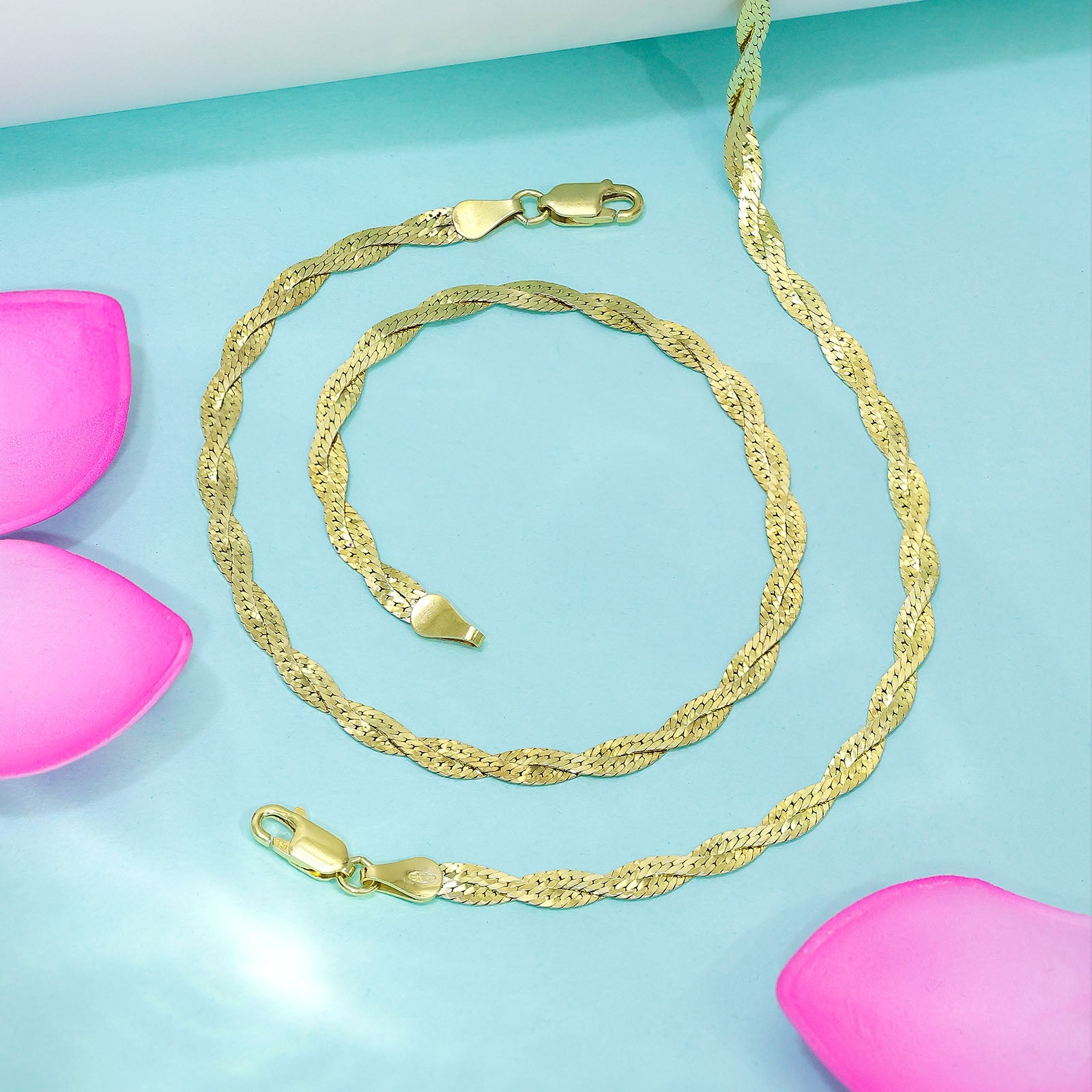 Uncategorized - Pure Silver Anklets &#8211; Rope Chain Gold-Plated Grace