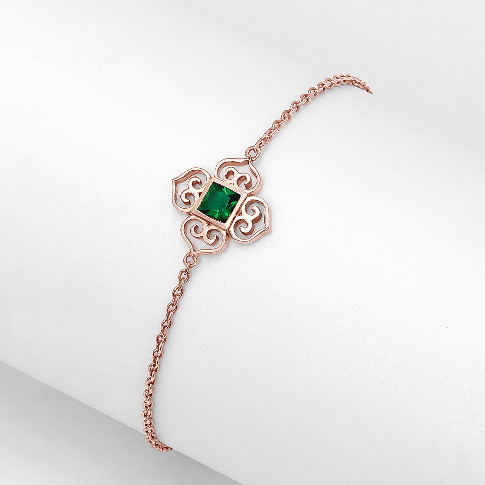 Pure Silver Bracelet for Men &amp; Women - Pure Silver Bracelet &#8211; Anchor Chain Emerald Bracelet Design