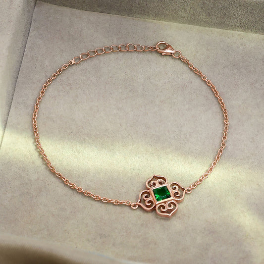 Pure Silver Bracelet for Men &amp; Women - Pure Silver Bracelet &#8211; Anchor Chain Emerald Bracelet Design