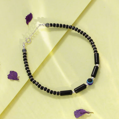 Evil eye Bracelet - Pure Silver Bracelet &#8211; Black Crystal Evil Eye Bracelet