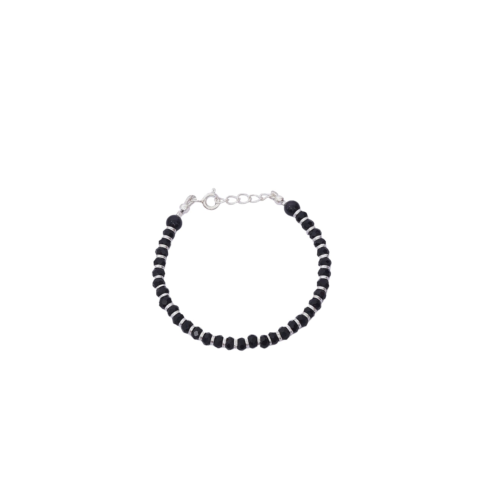 Uncategorized - Pure Silver Bracelet &#8211; Black Crystal &#038; Silver Bead Design