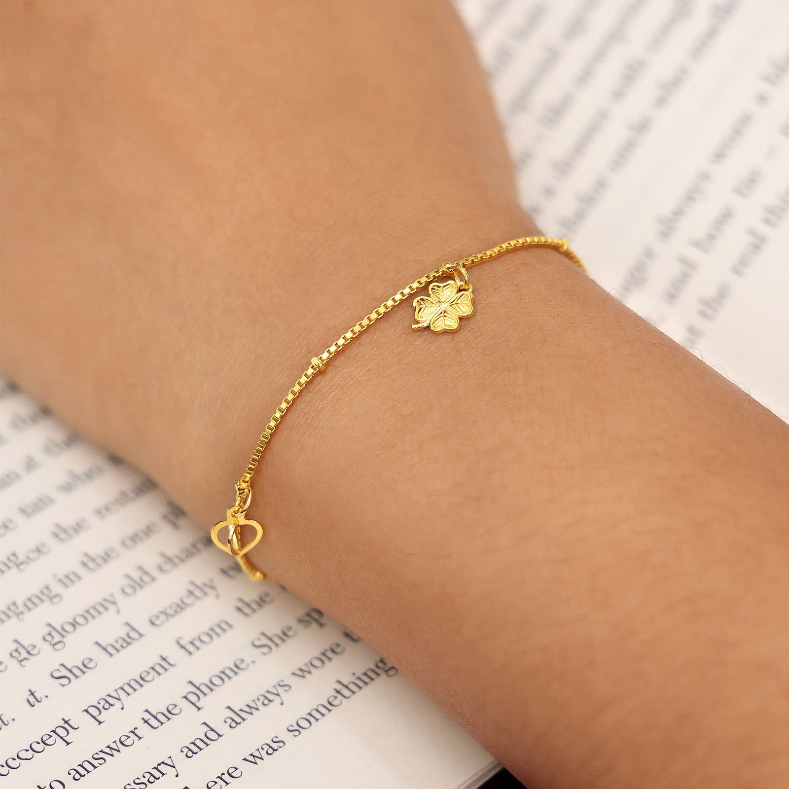 charms silver bracelet chain - Gold Plated Silver Bracelet &#8211; Chain Bracelet with Hanging Charms