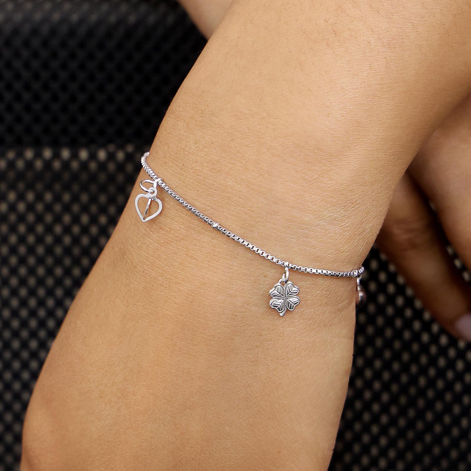 769 - Silver Bracelet for Women &#8211; Chain Bracelet with Hanging Charms