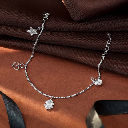 Pure Silver Bracelet for Men &amp; Women - Silver Bracelet for Women &#8211; Chain Bracelet with Hanging Charms