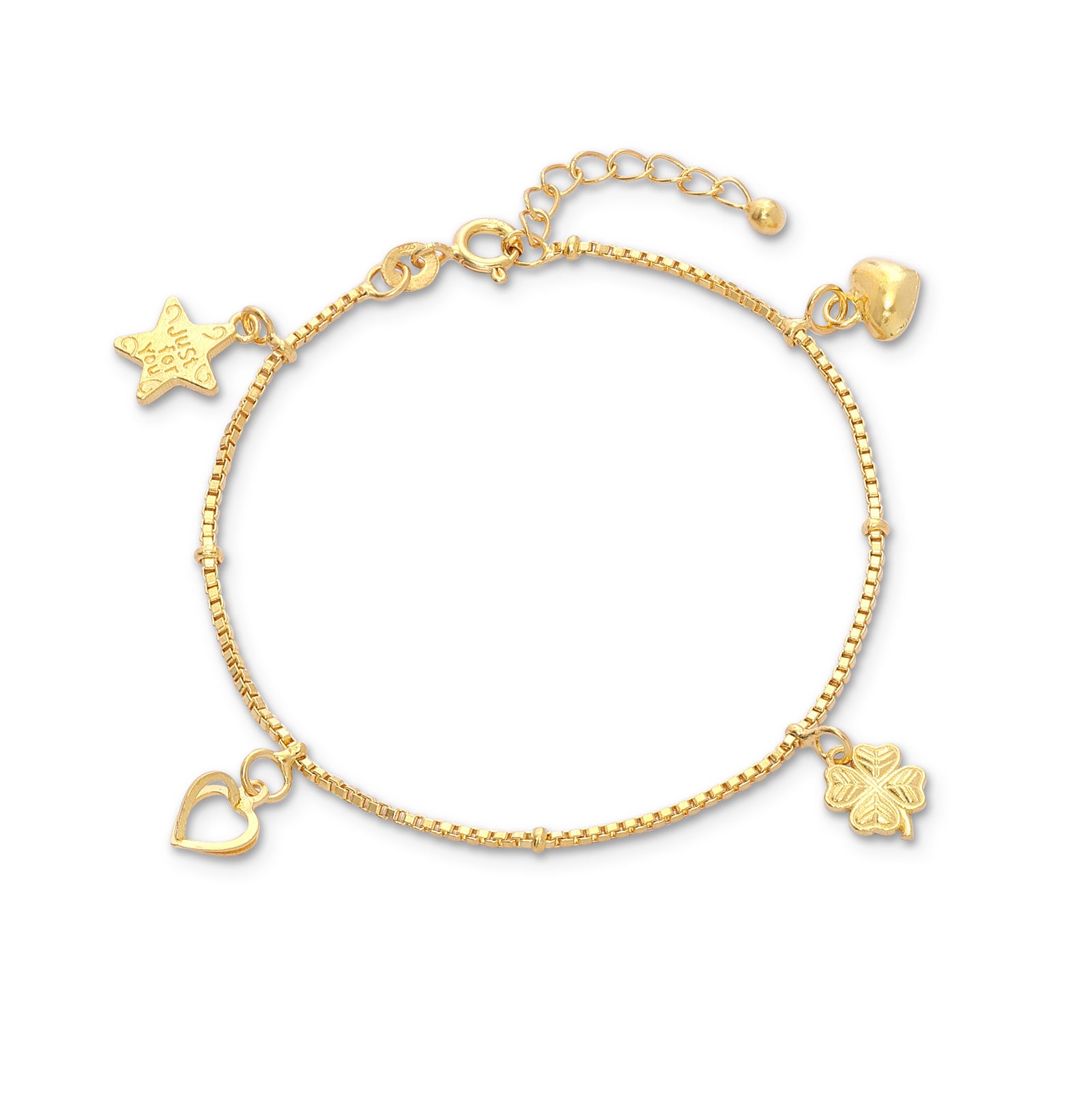 ladies silver bracelet - Gold Plated Silver Bracelet &#8211; Chain Bracelet with Hanging Charms