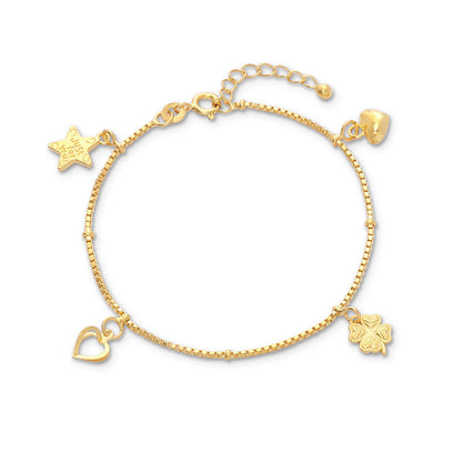ladies silver bracelet - Gold Plated Silver Bracelet &#8211; Chain Bracelet with Hanging Charms