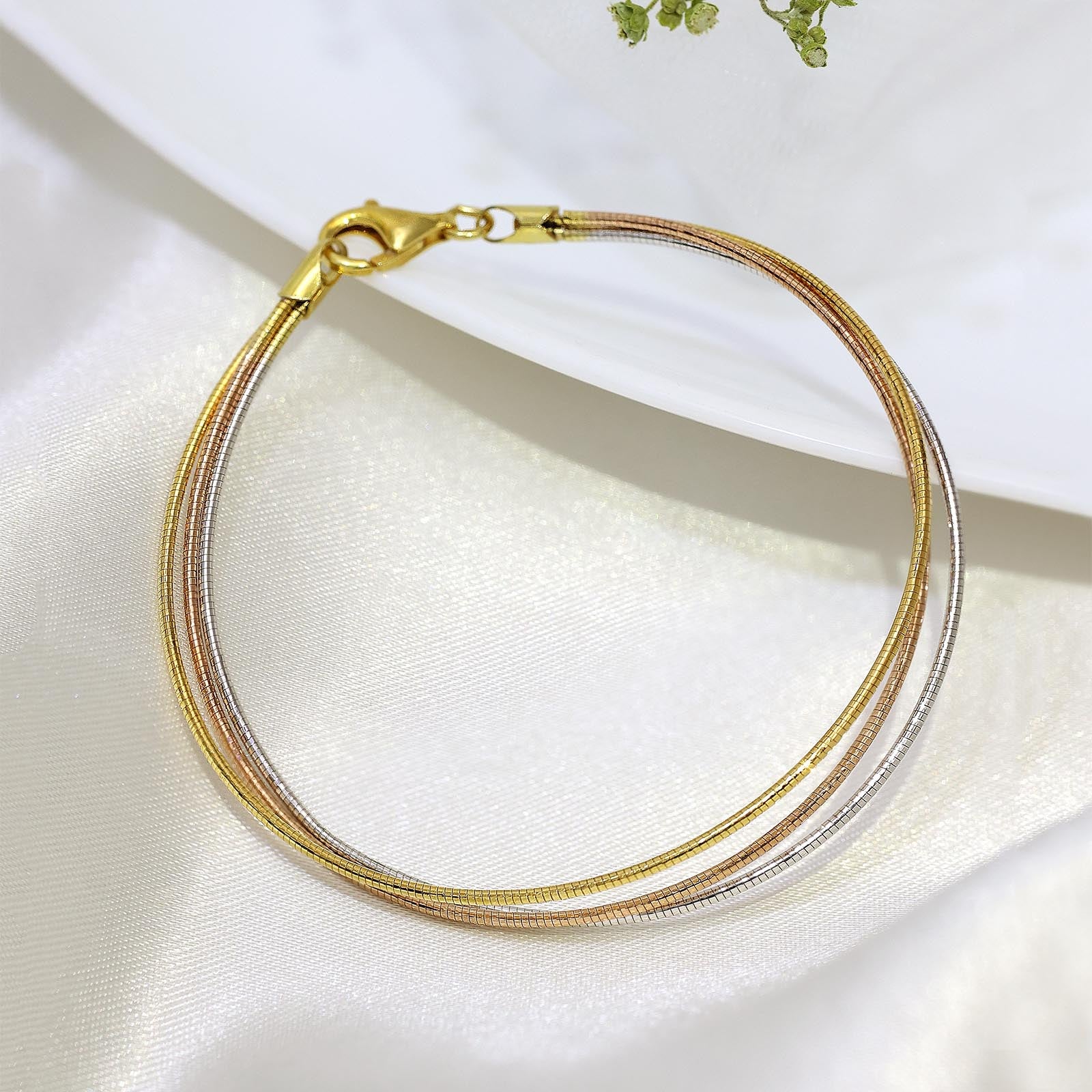 Uncategorized - Pure Silver Bracelet &#8211; Classy Triple Tone Bracelet Chain