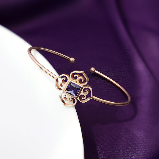 Uncategorized - Pure Silver Bracelet &#8211; Cuff Model Made of Amethyst Elegance