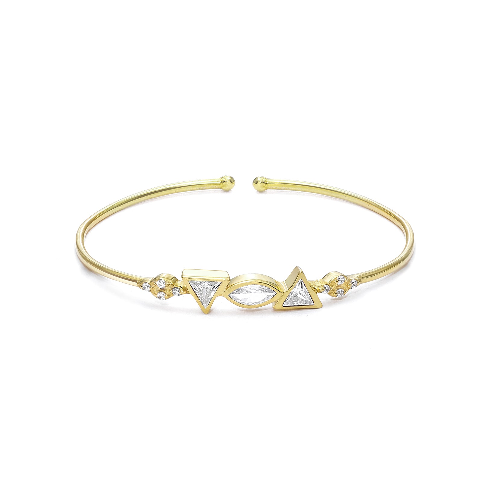 Uncategorized - Pure Silver Bracelet &#8211; CZ Gold Plated Stone Bracelet