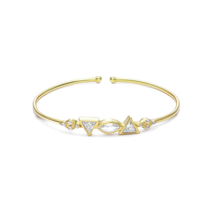 Uncategorized - Pure Silver Bracelet &#8211; CZ Gold Plated Stone Bracelet