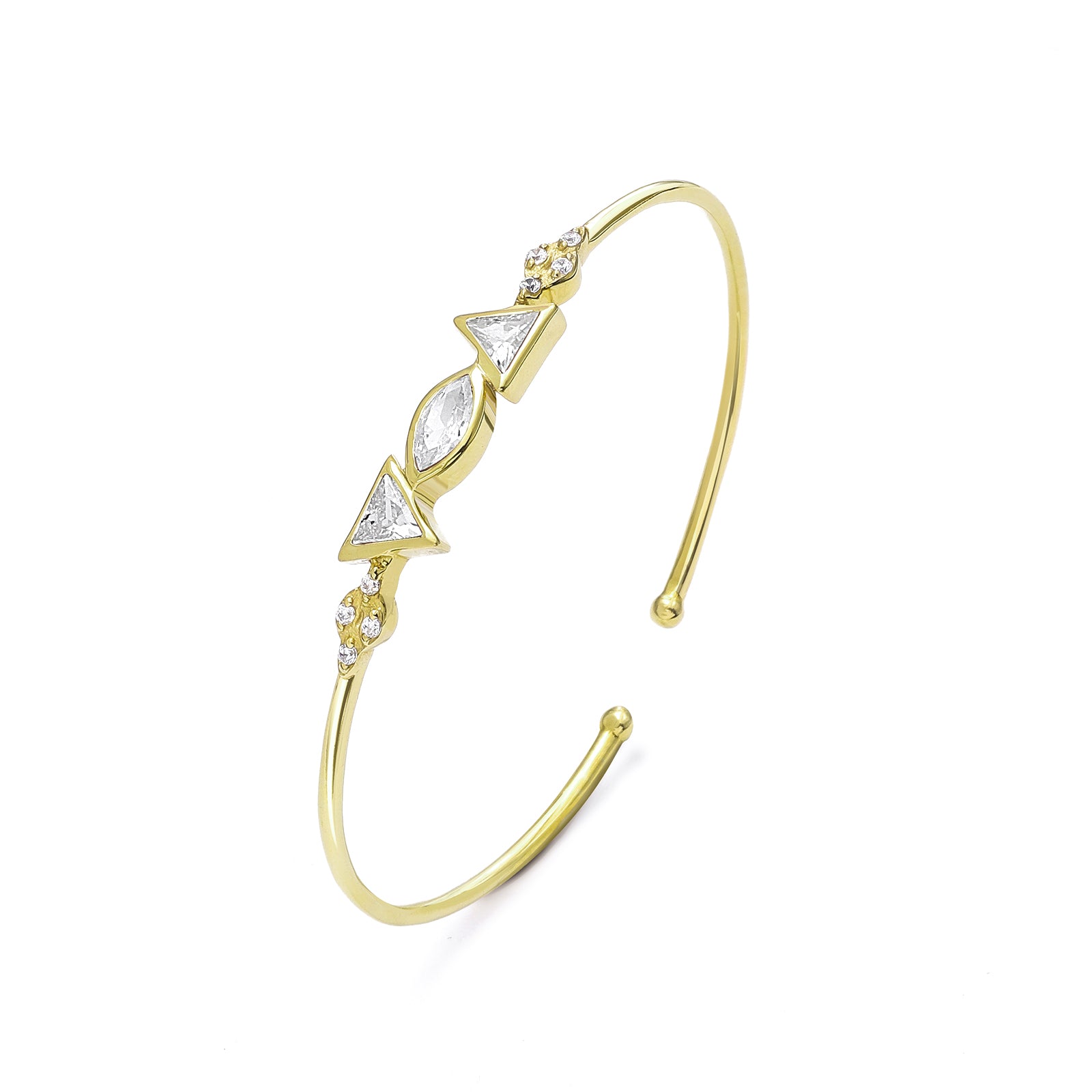 Uncategorized - Pure Silver Bracelet &#8211; CZ Gold Plated Stone Bracelet