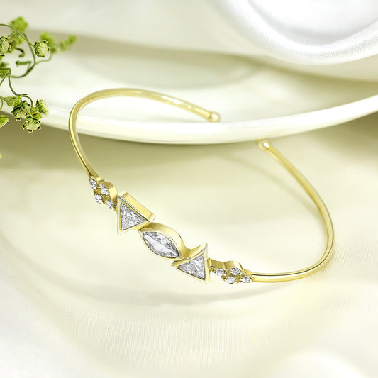 Uncategorized - Pure Silver Bracelet &#8211; CZ Gold Plated Stone Bracelet